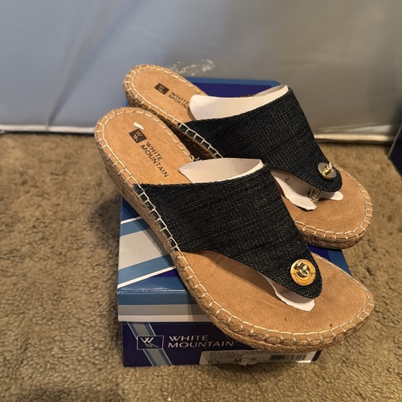 White Mountain Shoes Beachball Denim Wedge 6.5 - Picture 4 of 5